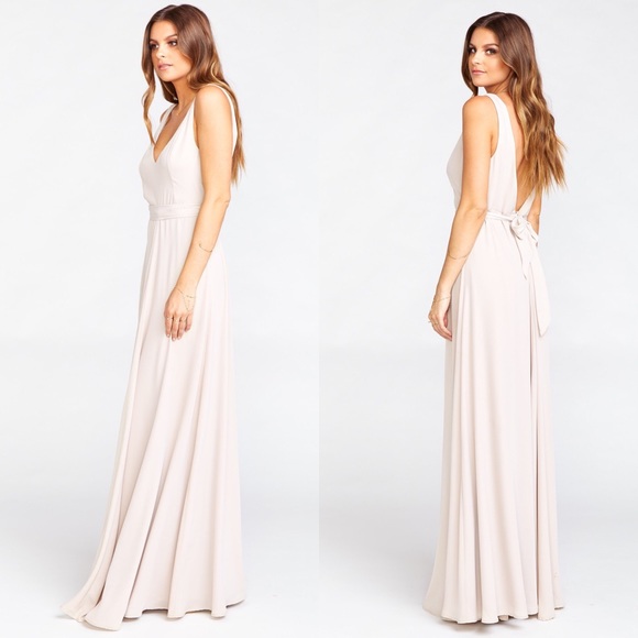 Show Me Your Mumu Nude Maxi Dress Jenn Bridesmaid Show Me The Ring w/ Belt Sz L - Picture 3 of 14